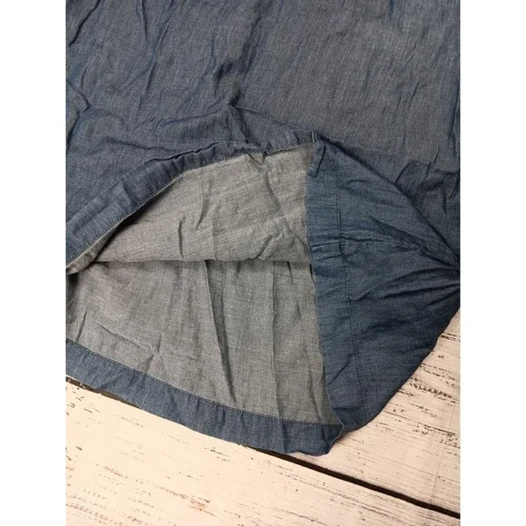 Old Navy Mini Dress Women's Small Blue Chambray Sleeveless Ruffle Neck Hem - Picture 5 of 9